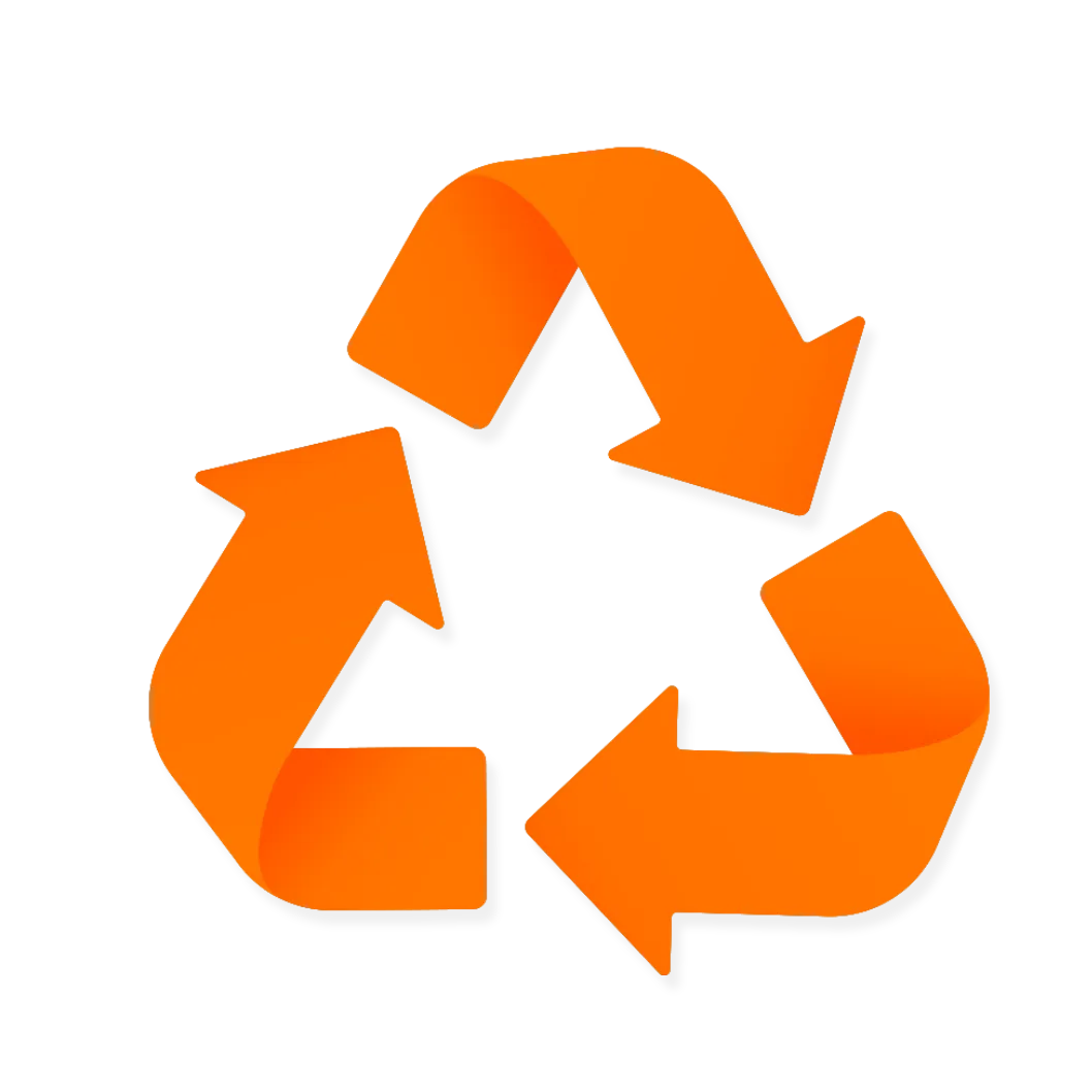 Symbolisches orangenes Icon für den Bereich Recycling